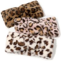 New Leopard Print Middle Cross Plush Wide Edge Headband for Women's Daily Autumn and Winter Hair Accessories