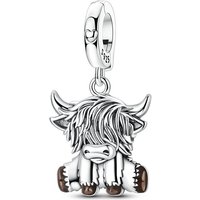 925 Sterling Silver Charms Pendant CZ Zircon Cute Highland Bull Dangle Fit Original Bracelet DIY Women Jewelry Gift