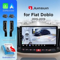 Junsun 360° ° Radio samochodowe z panoramicznym ekranem do Fiata Doblo 2015-2019, bezprzewodowe CarPlay, ekran Android Auto, stereo, GPS, nawigacja, RDS, WiFi, wbudowane chmura, eSIM, 4G