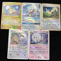 Pokemon PTCG Cards Colored Pencil Art Style Dragonite Delibird Pidgey Meowth Sylveon Collection Cards Holo Cards Pokemon Gift