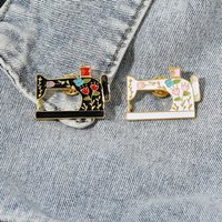 Vintage Sewing Machine Enamel Brooches Pretty Flower Pattern Pins For Women Girls Jewelry Gift