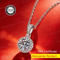 1ct D VVS1 Moissanite Pendant Necklaces for Women Man Sparking Diamond with GRA 100% 925 Sterling Silver Necklace