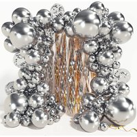 Metallic Silver Balloons Garland Kit Chrome Silver Confetti Balloons Arch Wedding Birthday Party Decorations Baby Shower Ballons