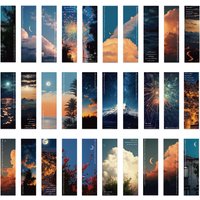 30Pcs/Set Vintage Scenery Bookmarks Bookmark Retro Sky Moon Sunset Paper Book Markers Gift for Book Lovers Students Party Favors