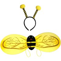 Adult Kid Girl Cute Yellow Honey Bee Antenna Headband Tutu Skirt Stocking Long Gloves For Kids Cosplay Party 4 Pcs Costume Set