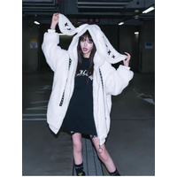 Mauroicardi Winter Sweet Kawaii Soft Warm Purple Faux Fur Coat Women Bunny Ears Luxury Designer Clothes Fluffy Jacket Hoodie