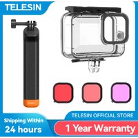TELESIN 60M Waterproof Case For GoPro Hero 13 12 11 10 9 Underwater Diving Housing Cover With Dive Filter For Gopro Accessories