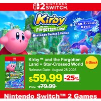 Kirby and the Forgotten Land Star Crossed World Nintendo Switch 2 Juegos Game Deals Nintendo Physical Game Card NS2 Action Game