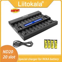 LiitoKala New Product Lii-ND20 LCD 9V Multifunctional AA/AAA Battery Charger 20 Slots