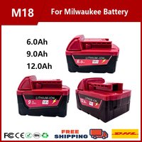 For Milwaukee M18 Power Tool Battery, Charger, BR, XC, 18V, 6.0Ah 9.0Ah 12.0Ah M18B5, 48-11-1860, Built-in 18650 Battery๐