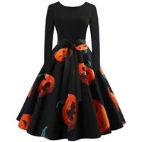 Christmas Women Cosplay Costume Props Fancy Pumpkin Girl Dress Long Sleeve Princess Dresses Festival Dress Up Party Vintage Robe