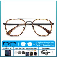 Fashion Custom Optics Myopia Eyeglass Double Beam Metal TR Large Frame Anti Blue Ray Photochromic Prescription Hyperopia Glasses