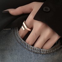 925 Sterling Silver Simple Geometry Adjustable Rings For Women Stackable Designer Jewelry Accessories Prevent Allergy