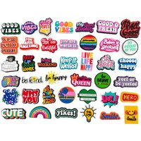 1Pcs Funny Phrase Letters PVC Shoe Accessories Good Vibes Sandals Decorations For Shoe Charms Clogs Buckle Unisex Gifts