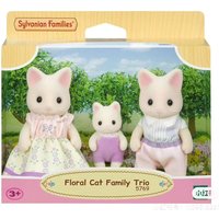 Sylvanian Families Anime Girl Figures Furniture Set ternurines Authentic floral cat family trio