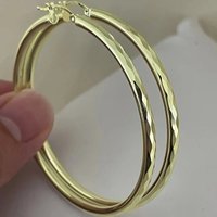 Exquisite Gold Color Women's Earrings Simple Fashion Metal Hand Carved Pattern Hoops Earrings Woman Jewelry