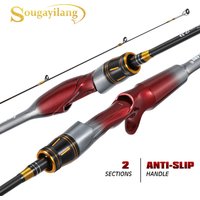 Sougayilang UltraLight Spinning/Casting Fishing Rod 2 Lure Rod with Solid Tip 24T Carbon Fiber Fishing Pole for Trout Perch Fish
