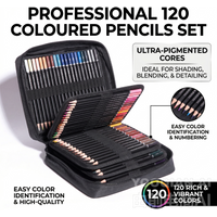 120-Color Wooden Colored Pencil Set with Pocket Clip, Medium Point, Professional Drawing Pencils in Carrying Case for Artists