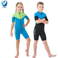 Children's Wetsuit Boys 3MM Neoprene Short Sleeves Zip Front Thermal Warm Surfing Suit Girls Snorkeling Swimming Suit Swimwear