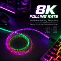 1m RGB Keyboard Cable USB to Type-C Illuminated Braided Data Cable for Mechanical Gaming Keyboard Accessories for PC Laptop