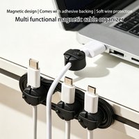 Magnetic Cable Clips Adjustable Cord Holder Adhesive Under Desk Mgmt Organizer for Home Office Car Wall Desktop Organizer