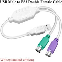 USB Male to Dual PS2 Female Converter Cable Expansion Adapter for Keyboard Mouse Scanner Stable Plug‑and‑Play Connector Cord