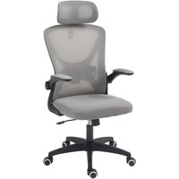 Ergonomic Swivel Gas Lift Mesh Office Chair with Adjustable Height and Padded Armrests (Grey)
