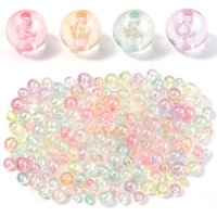 100pcs Cracked Acrylic Beads Candy Color Mixed Round Loose Spacer Beads For Jewelry Making DIY Bracelets Necklace Accessories