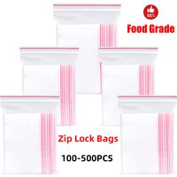 Sacs en plastique refermables à fermeture éclair, 100 à 500 pièces, sac en Poly transparent auto-scellant, pochettes d'emballage de stockage des aliments, sac d'organisation frais sous vide