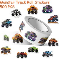 500pcs Cartoon Monster Truck Roll Stickers Decals For Laptop Scrapbook Skateboard Suitcase DIY Graffiti Aesthetic Stickers