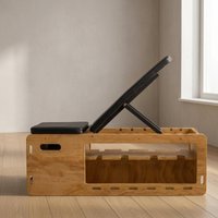 Wooden Exercise Bench Multifunction Adjustable Bench Fitness Equipment Padded Storage Shelf