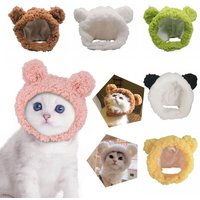 Cute Short Plush Cat Hat Cosplay Costume Pet Accessories Puppy Cap Soft Warm Headdress Pet Headwear