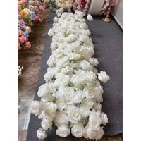Customized Colorful Long Runner Artificial Flower Row Wedding Backdrop Decoration Floral Arrangement Party Prop Table/Sofa Decor