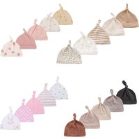 Kiddiezoom 5Pcs/Lot Cartoon Unisex Newborn Boy Girls Hats Cotton Soft Elastic Infant Bonnet Caps Accessories