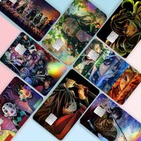 Anime Demon Slayer Aesthetic Laser Bank Card Stickers Waterproof Trendy DIY Decals