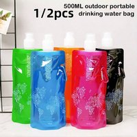 1/2PCS 500ML Portable Ultralight Water Bag Foldable Soft Flask Squeeze Water Bottle for Hiking Camping Outdoor Sport Supplies