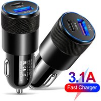 3.1A USB PD Car Charger Type C Fast Charging For iPhone Xiaomi Huawei Car Phone Adapter Car Cigarette Lighter Socket Car Charger