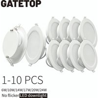 1-10 szt./partia Wpuszczane lampy LED typu downlight, okrągłe panele LED, 120V 220V 3000K-6000K 10W 20W 24W reflektory do oświetlenia wewnętrznego, na hol.