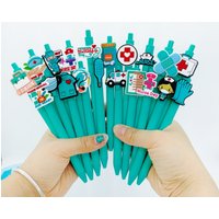 10Pcs/15Pcs Blue Green Series Ballpoint Pen Medical Series Nurse's Day Gift Pen Medical Doctor Writing Stationery