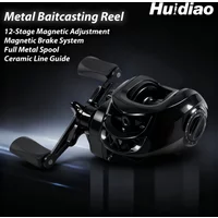 Huidiao Entry-Level Baitcasting Reel 7.2:1 High Speed Ratio 12-Stage Magnetic Brake Powerful Drag Reel for Freshwater Fishing