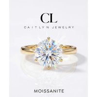 925 Sterling Silver 0.5-1ct Shiny Round Real Moissanite Diamond Ring for Women Wedding Gorgeous High Quality Fine Jewelry