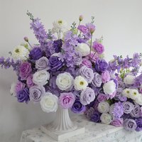 Purple New Artificial Silk Rose Flower Ball Arrangement Wedding Event Christmas Halloween Graduation Centerpiece Decoration