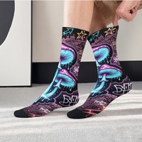 AliExpress NONE Graffiti Style Mushroom Socks Elastic Everyday Lightweight Mens Socks Casual Hiking Cycling Socks Street Style Compression Socks