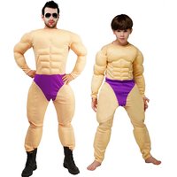 Muscle Costume for Adult Men Kids Role Play Funny Strong Men Muscle Jumpsuit Cosplay Halloween Themed Party Carnival Fancy Dress