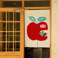 VIKAMA Cartoon Apple Door Curtain Kawaii Bedroom Divider Curtain Living Room Kitchen Entrance Half Curtain Home Decoration