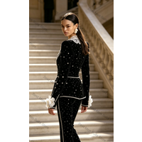 Pearls Women Suit Set 2 Pcs Blazer Pants Trousers Lace Cotton Formal Office Lady Jacket Customized Wedding Prom Guest Coat