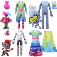 New Trolls2 Halloween Costumes for Kids Fancy Girls Cosplay Jumpsuit Poppy Princess Siamese Anime Clothes Elf World COS Clothing