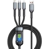 3 in 1 100w Transparent Fast Charging Cable Lightning Type C Micro USB For iphone Samsung Huawei Xiaomi 6A Charge Cable