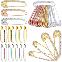 10PCS Gold/Silver Rhinestone Shiny Pins Safety Brooch Fixed Scarf Shawl Women Crystal Brooch For Dress Skirt Dresses Accessories