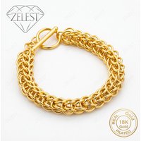 925 Sterling Silver 18K Gold Plated 8 Inch Fine Braided Bracelet Men Women Fashion Wedding Party Accessories